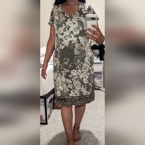 Green Gray Long Tunic Kameez & Matching Dupatta